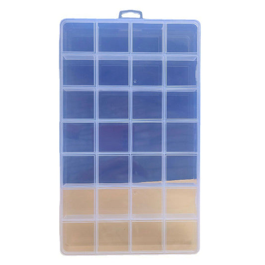 Clear Plastic Storage Box 28 Grids ABS Transparent Small Item Organizer Box for Jewelry Hair Ties V1294-YM0512-3117220242211