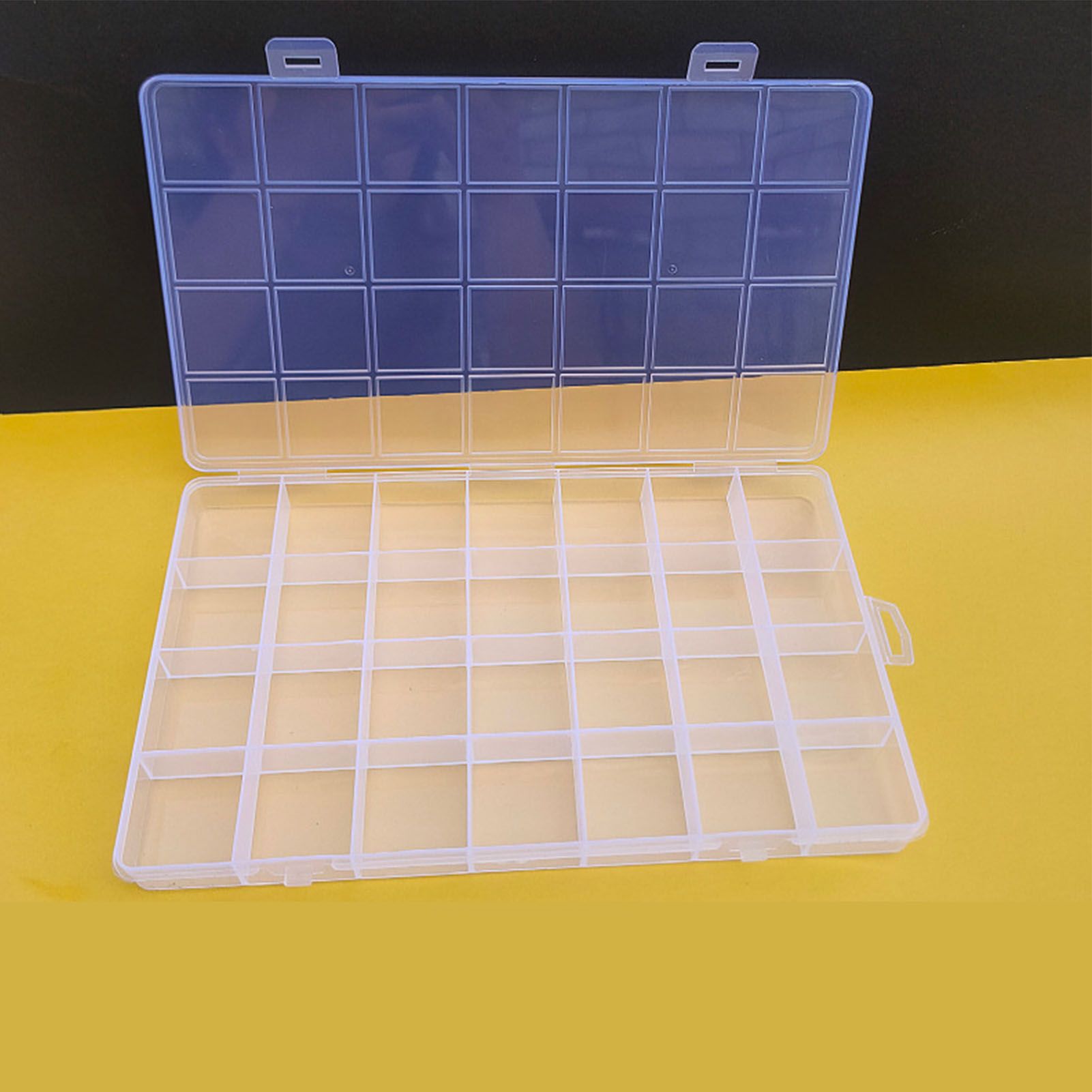 Clear Plastic Storage Box 28 Grids ABS Transparent Small Item Organizer Box for Jewelry Hair Ties V1294-YM0512-3117220242211