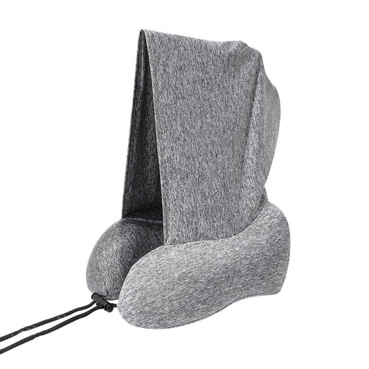 Hooded U Shaped Pillow Removable Neck Protection Memory Cotton Neck Travel Pillow for Home Outdoor Travel Car V1294-YM0512-3117220246313