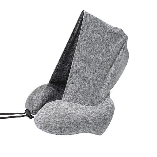 Hooded U Shaped Pillow Removable Neck Protection Memory Cotton Neck Travel Pillow for Home Outdoor Travel Car V1294-YM0512-3117220246313