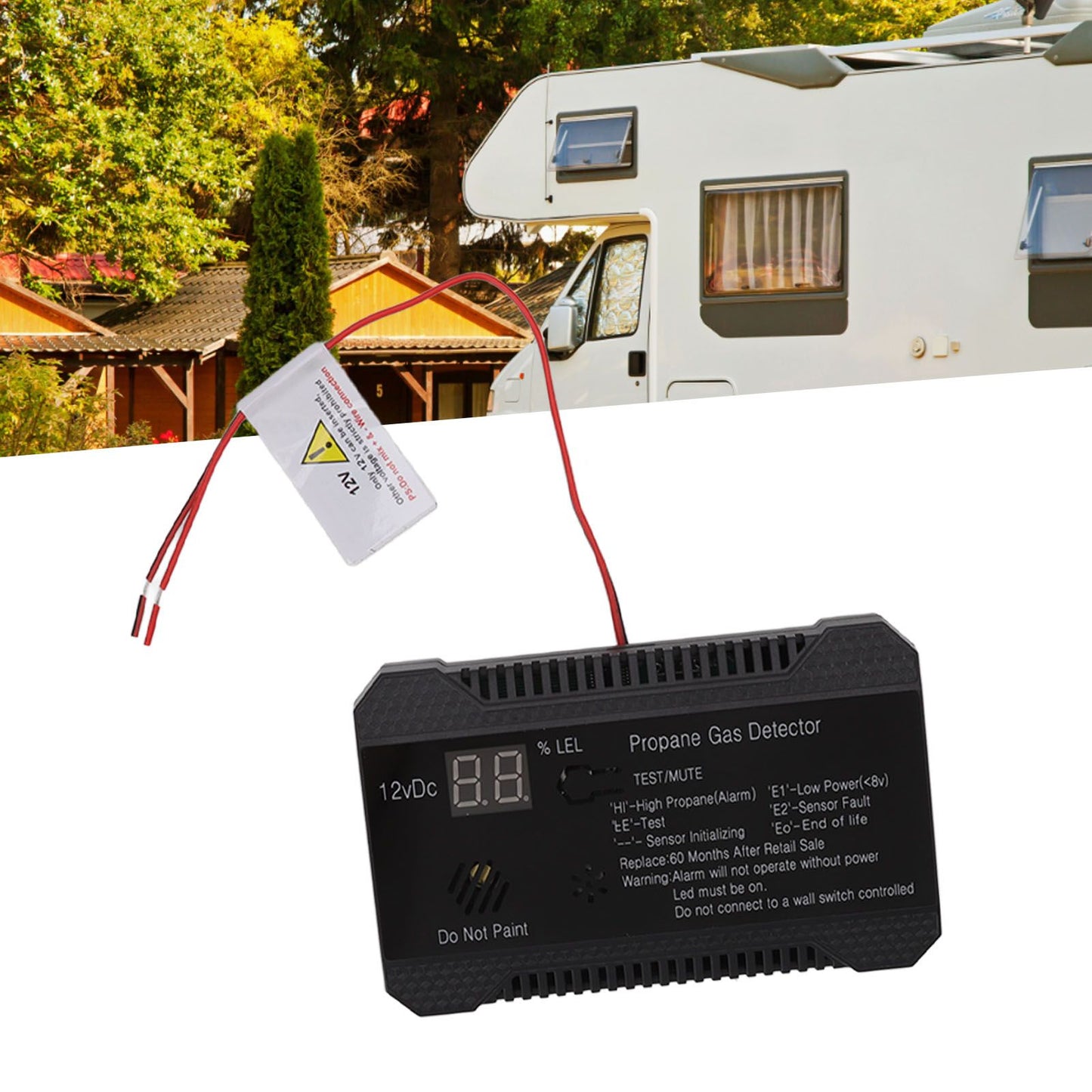 RV Propane Gas Detector 85dB Loudly Sound Alarms RV Propane Alarm with UL Certified Sensor Black V1294-YM0512-3117220247812