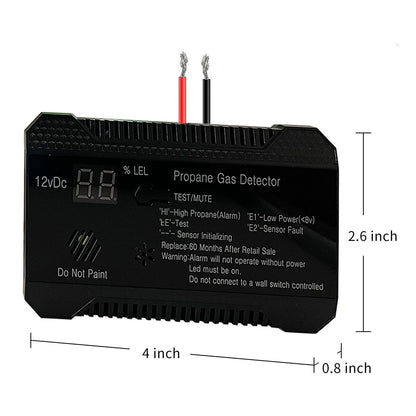 RV Propane Gas Detector 85dB Loudly Sound Alarms RV Propane Alarm with UL Certified Sensor Black V1294-YM0512-3117220247812