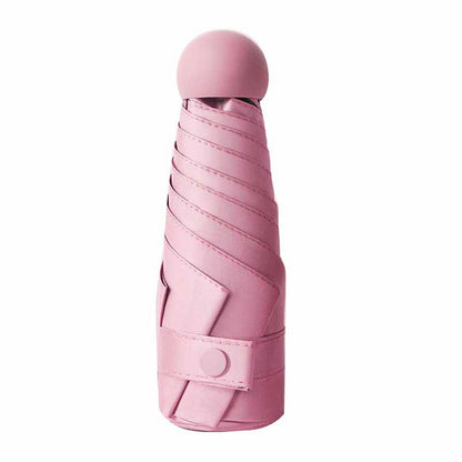 6 Ribs Folding Umbrella Five Fold UV Proof Sunscreen Capsule Umbrella for Sunny Rainy Days Pink with Storage V1294-YM0512-3117220249311