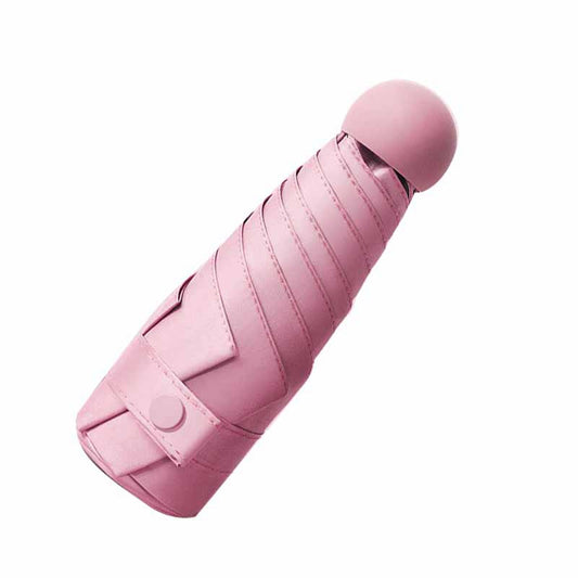 6 Ribs Folding Umbrella Five Fold UV Proof Sunscreen Capsule Umbrella for Sunny Rainy Days Pink with Storage V1294-YM0512-3117220249311