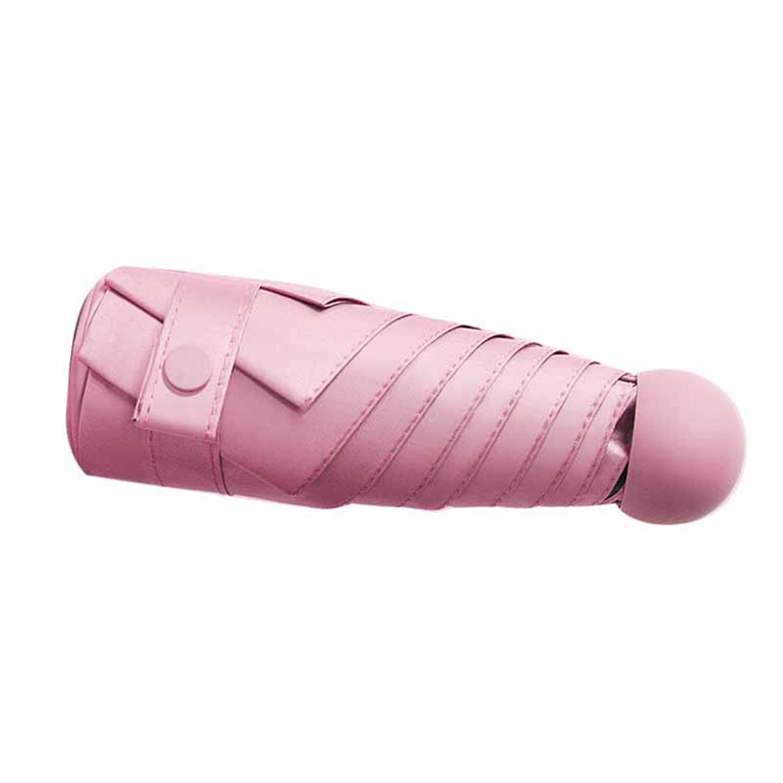 6 Ribs Folding Umbrella Five Fold UV Proof Sunscreen Capsule Umbrella for Sunny Rainy Days Pink with Storage V1294-YM0512-3117220249311