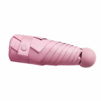6 Ribs Folding Umbrella Five Fold UV Proof Sunscreen Capsule Umbrella for Sunny Rainy Days Pink with Storage V1294-YM0512-3117220249311