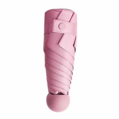 6 Ribs Folding Umbrella Five Fold UV Proof Sunscreen Capsule Umbrella for Sunny Rainy Days Pink with Storage V1294-YM0512-3117220249311