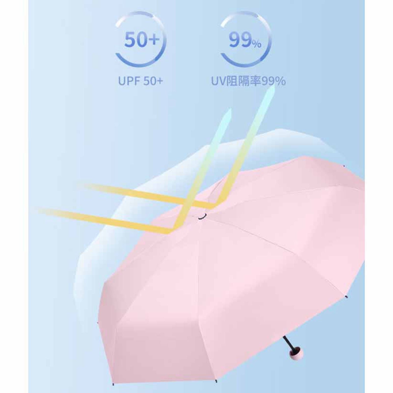6 Ribs Folding Umbrella Five Fold UV Proof Sunscreen Capsule Umbrella for Sunny Rainy Days Pink with Storage V1294-YM0512-3117220249311