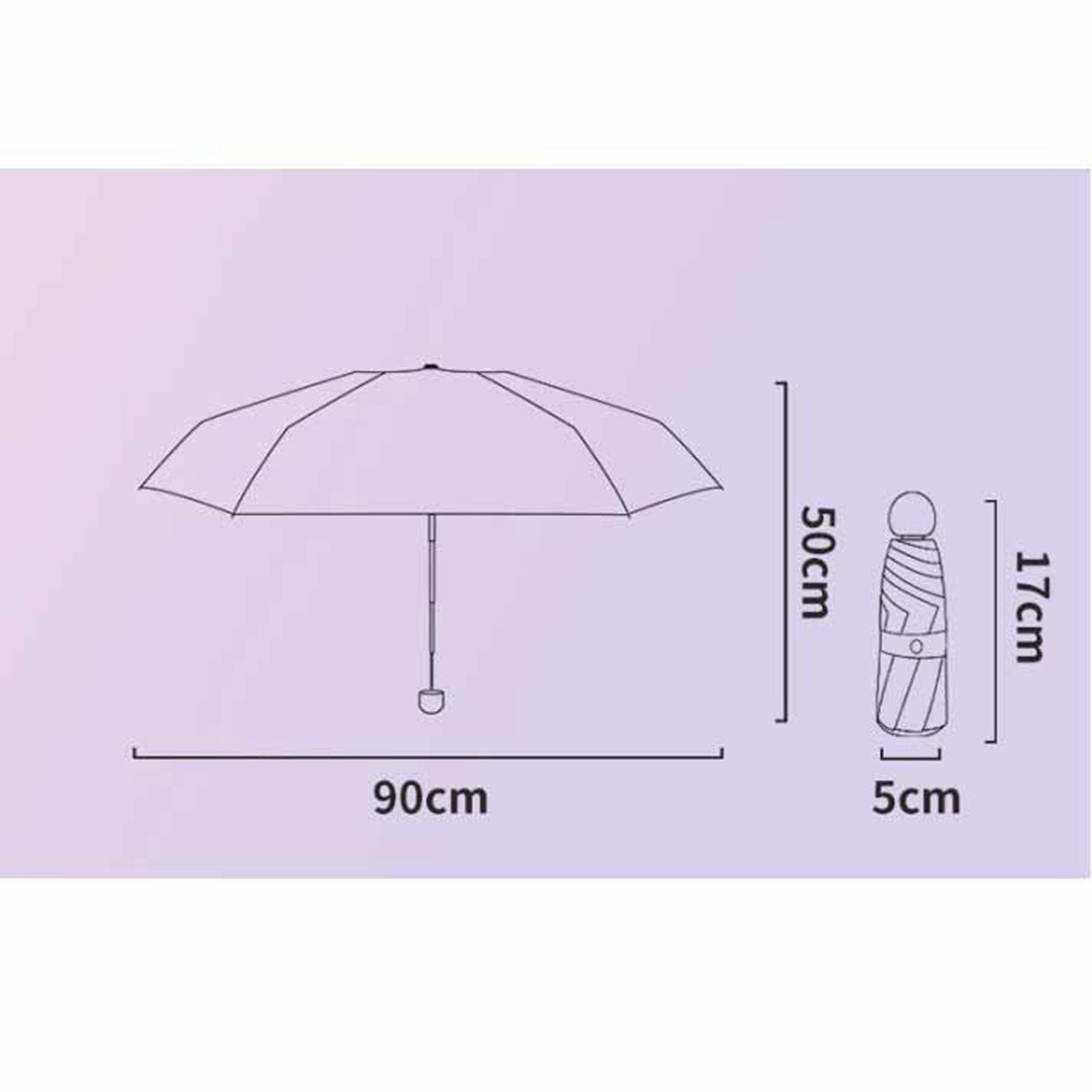 6 Ribs Folding Umbrella Five Fold UV Proof Sunscreen Capsule Umbrella for Sunny Rainy Days Pink with Storage V1294-YM0512-3117220249311