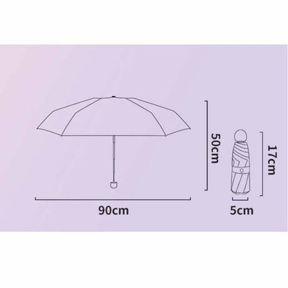 6 Ribs Folding Umbrella Five Fold UV Proof Sunscreen Capsule Umbrella for Sunny Rainy Days Pink with Storage V1294-YM0512-3117220249311