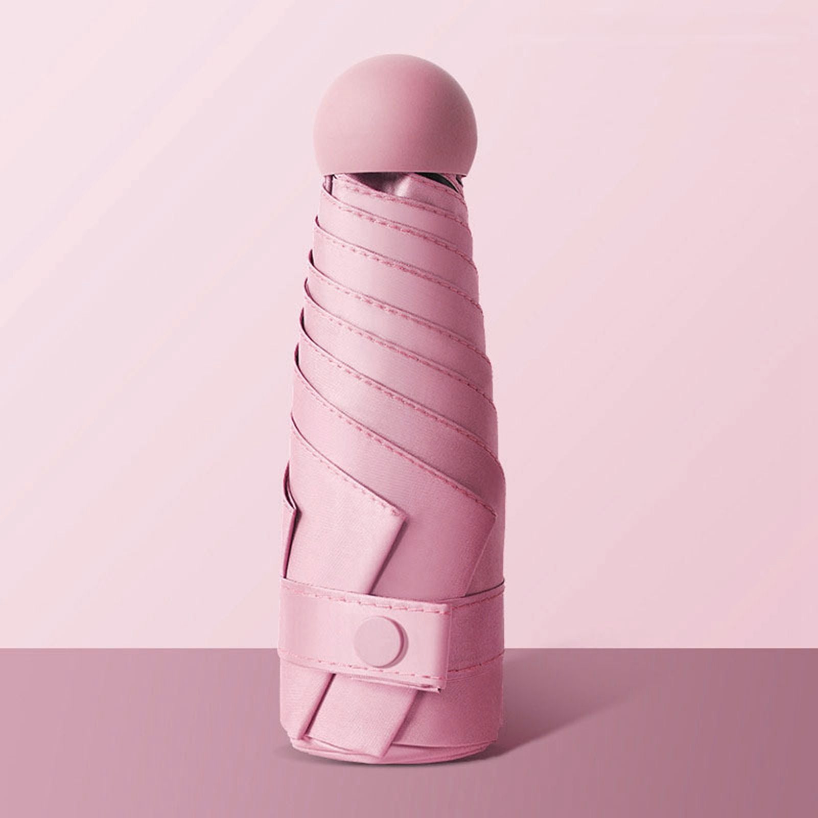 6 Ribs Folding Umbrella Five Fold UV Proof Sunscreen Capsule Umbrella for Sunny Rainy Days Pink with Storage V1294-YM0512-3117220249311