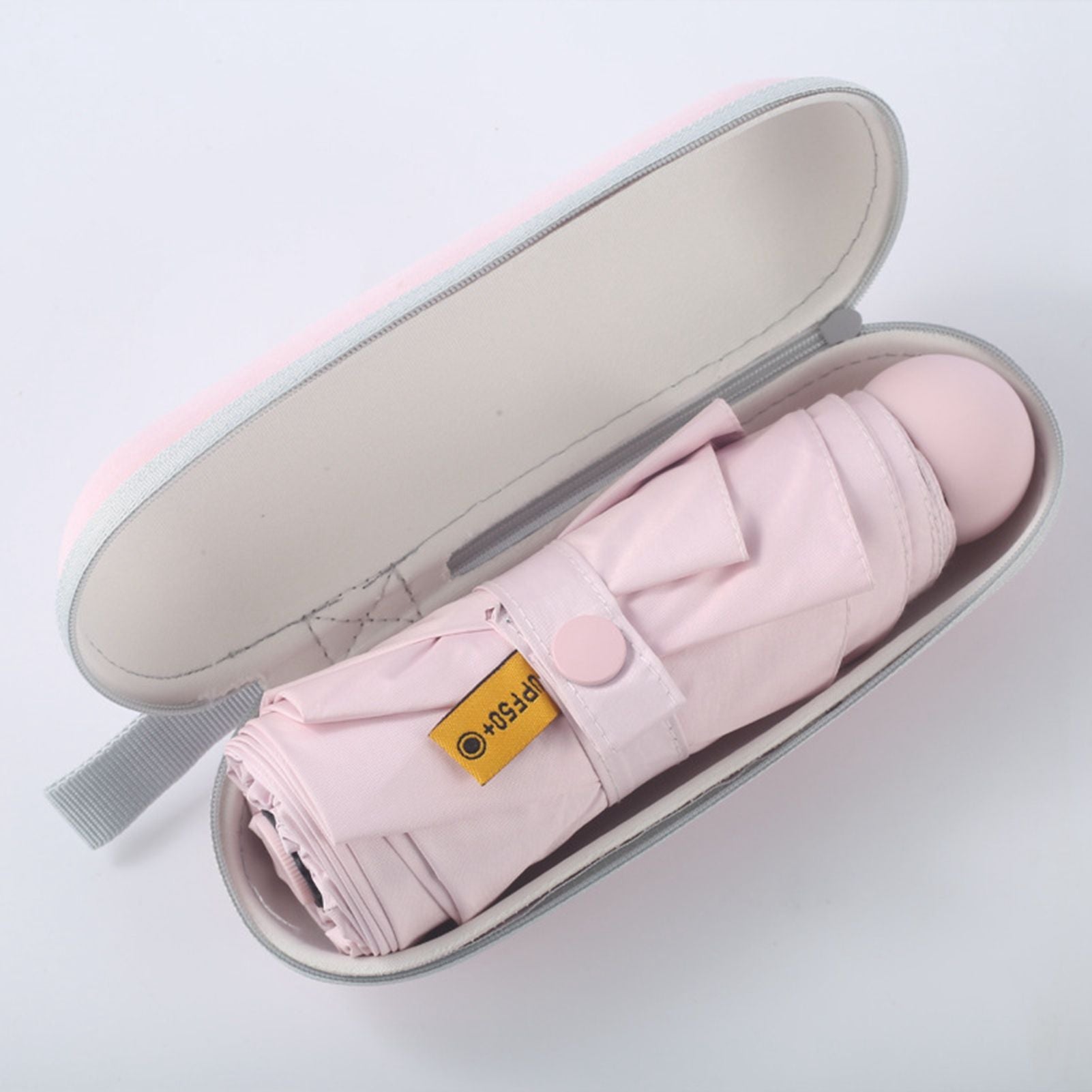 6 Ribs Folding Umbrella Five Fold UV Proof Sunscreen Capsule Umbrella for Sunny Rainy Days Pink with Storage V1294-YM0512-3117220249311