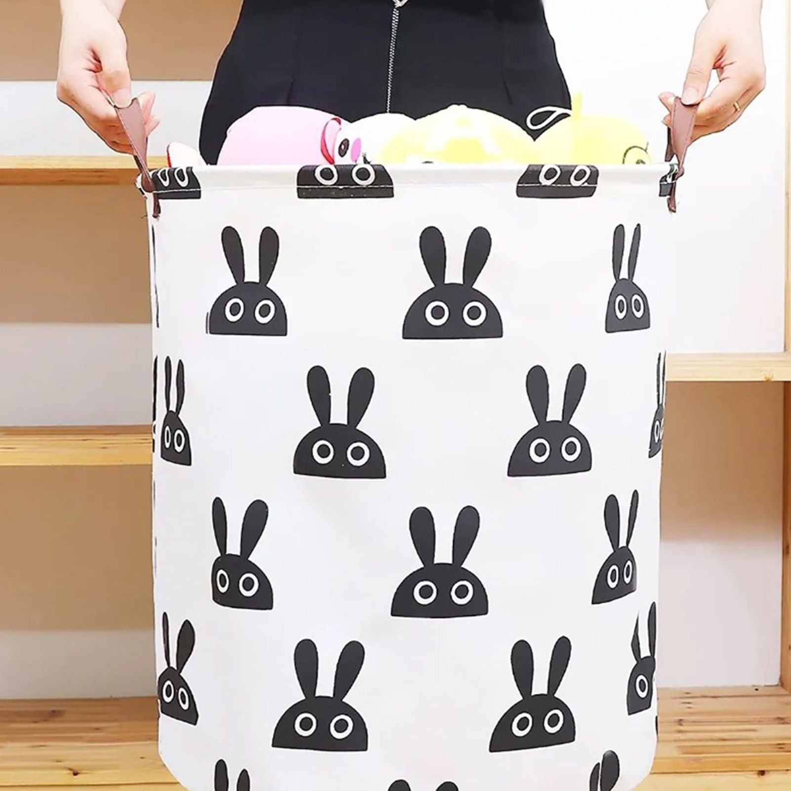 Laundry Basket Cute Rabbit Cotton 40x40x50cm Dirty Clothes Hamper Storage Basket Waterproof Lining Bin V1294-YM0512-3117220249911