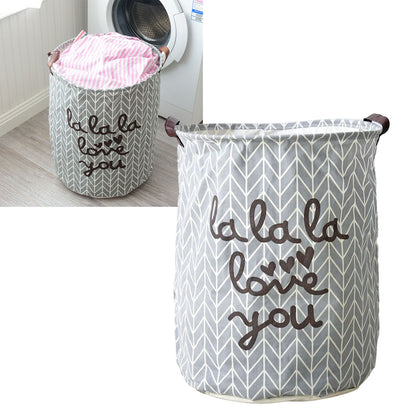Laundry Basket Cotton Linen Foldable Round Dirty Clothes Storage Bag Folding Laundry Hamper for Home V1294-YM0512-3117220250012