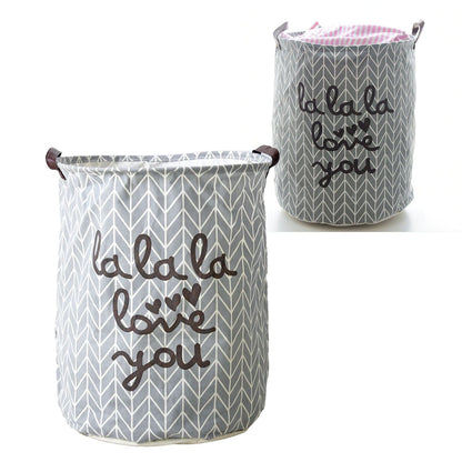 Laundry Basket Cotton Linen Foldable Round Dirty Clothes Storage Bag Folding Laundry Hamper for Home V1294-YM0512-3117220250012