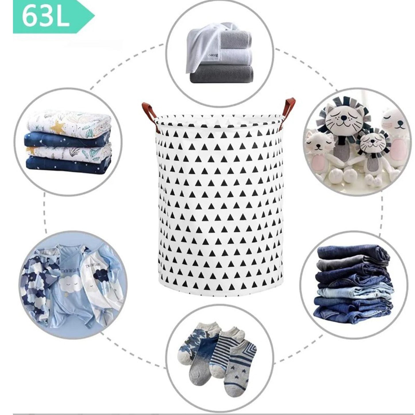 Laundry Basket Cotton Linen 40x40x50cm Dirty Clothes Hamper Storage Basket Waterproof Lining Bin V1294-YM0512-3117220250111