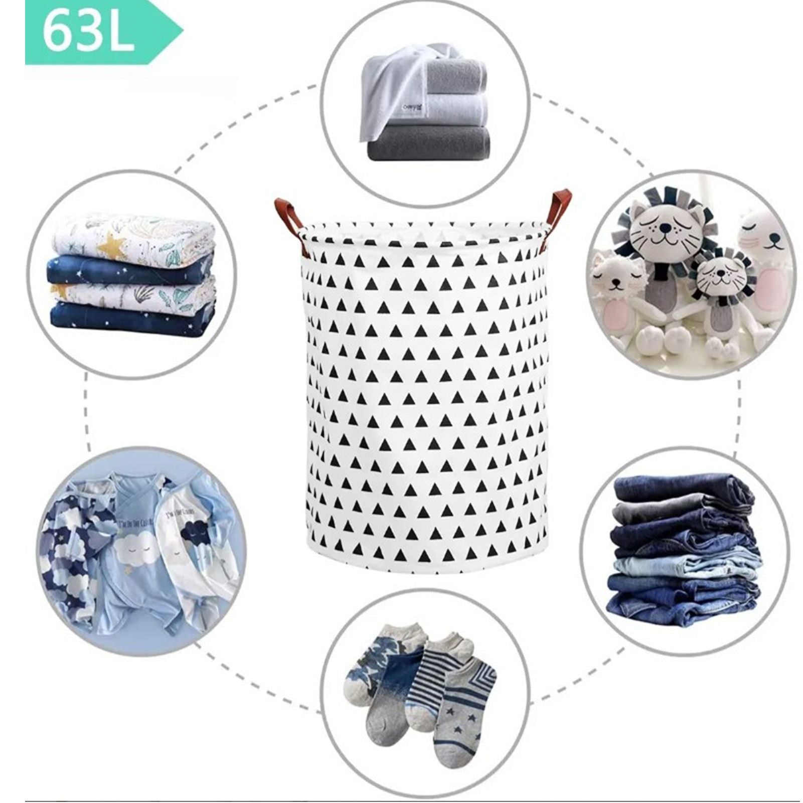 Laundry Basket Cotton Linen 40x40x50cm Dirty Clothes Hamper Storage Basket Waterproof Lining Bin V1294-YM0512-3117220250111