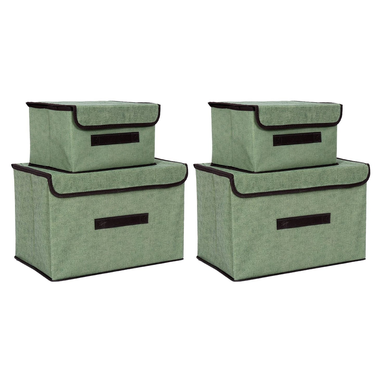4 Pcs Non Woven Storage Box Case Dustproof Collapsible Two Large and Two Small for Household Home Light Green V1294-YM0512-3117220250911