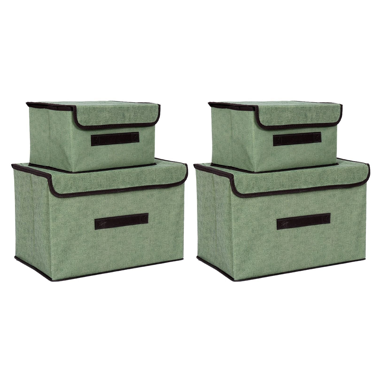 4 Pcs Non Woven Storage Box Case Dustproof Collapsible Two Large and Two Small for Household Home Light Green V1294-YM0512-3117220250911