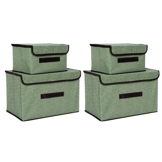 4 Pcs Non Woven Storage Box Case Dustproof Collapsible Two Large and Two Small for Household Home Light Green V1294-YM0512-3117220250911