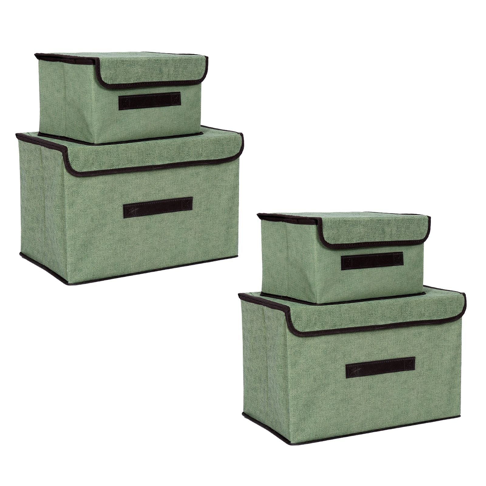 4 Pcs Non Woven Storage Box Case Dustproof Collapsible Two Large and Two Small for Household Home Light Green V1294-YM0512-3117220250911
