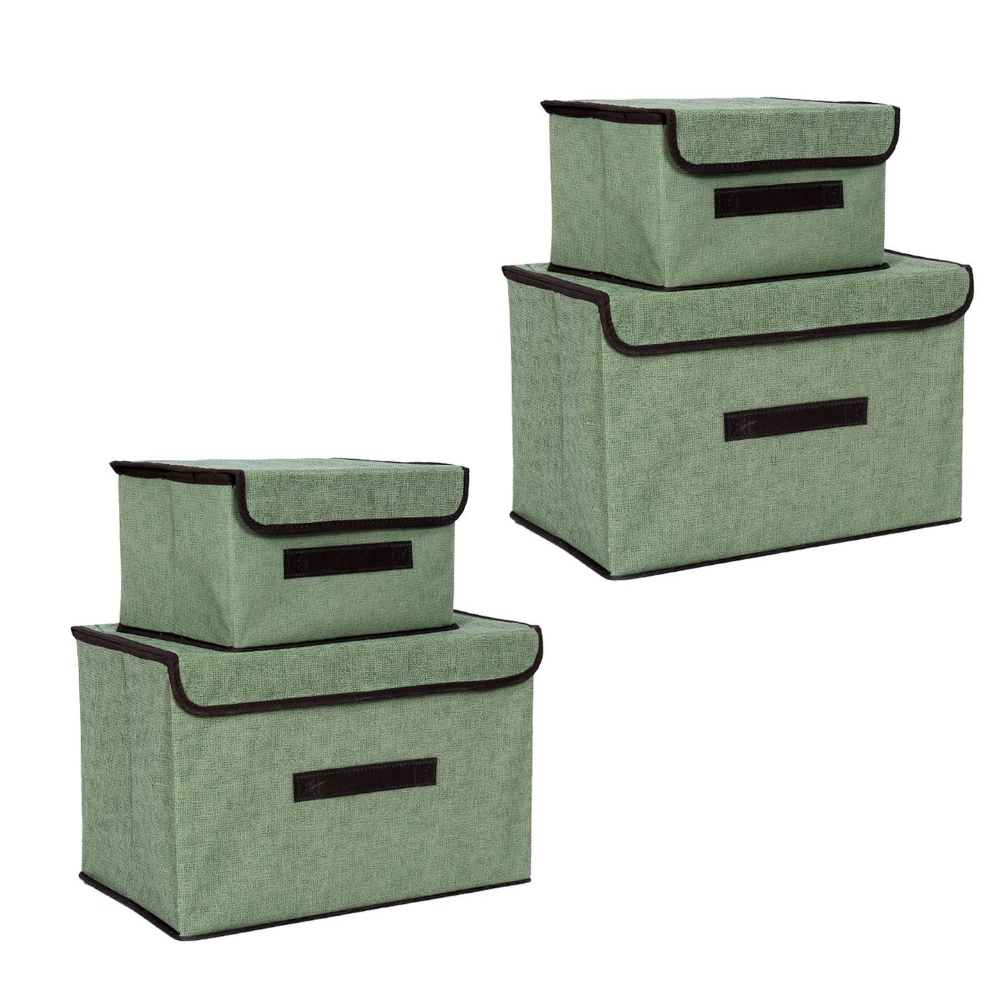 4 Pcs Non Woven Storage Box Case Dustproof Collapsible Two Large and Two Small for Household Home Light Green V1294-YM0512-3117220250911