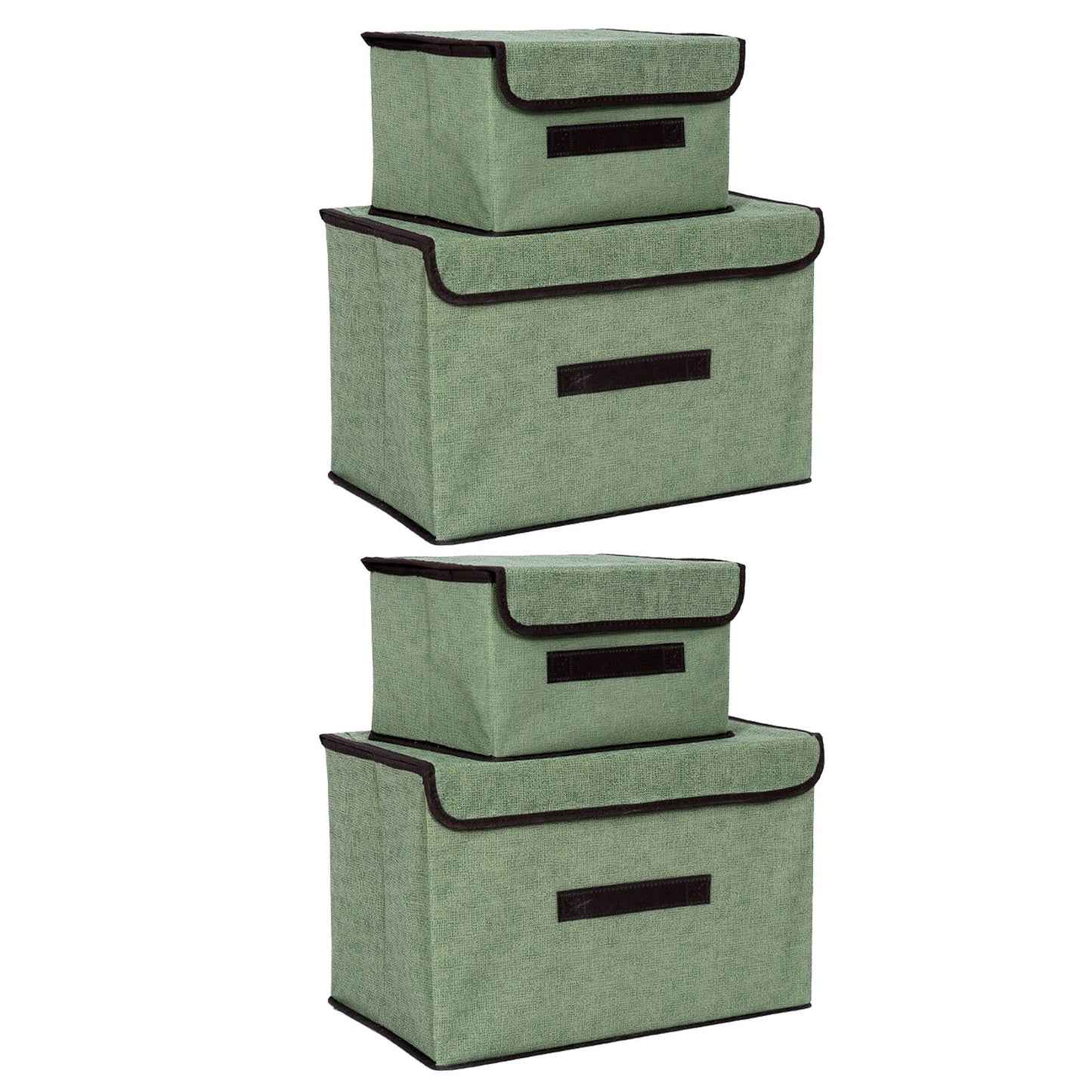 4 Pcs Non Woven Storage Box Case Dustproof Collapsible Two Large and Two Small for Household Home Light Green V1294-YM0512-3117220250911