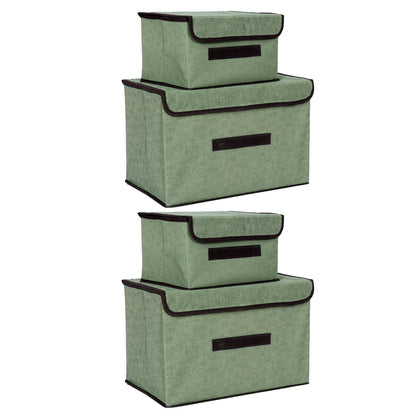 4 Pcs Non Woven Storage Box Case Dustproof Collapsible Two Large and Two Small for Household Home Light Green V1294-YM0512-3117220250911