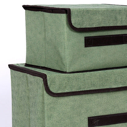 4 Pcs Non Woven Storage Box Case Dustproof Collapsible Two Large and Two Small for Household Home Light Green V1294-YM0512-3117220250911