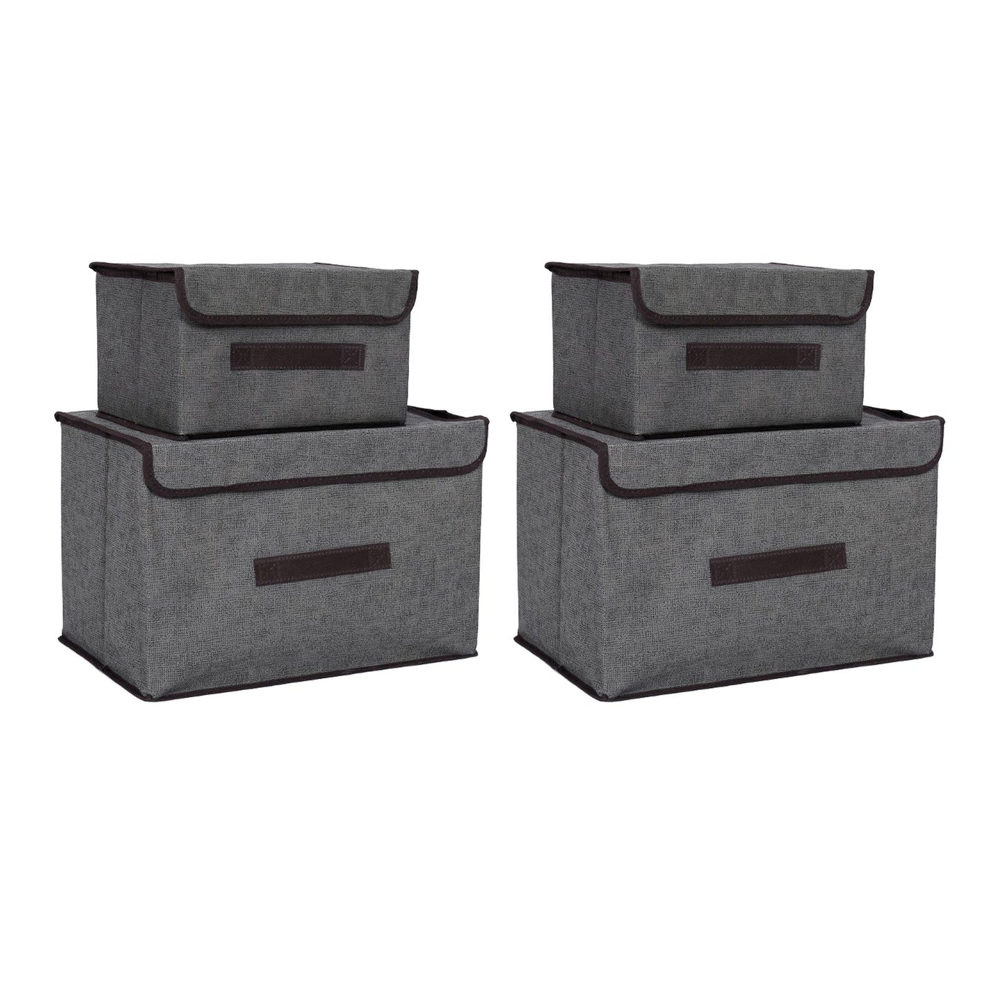4 Pcs Non Woven Storage Box Case Dustproof Collapsible Two Large and Two Small for Household Home Grey V1294-YM0512-3117220250913
