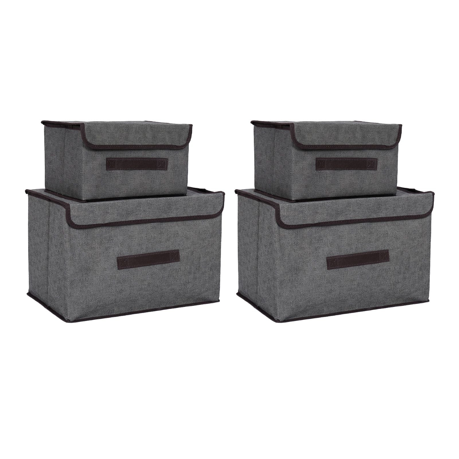 4 Pcs Non Woven Storage Box Case Dustproof Collapsible Two Large and Two Small for Household Home Grey V1294-YM0512-3117220250913