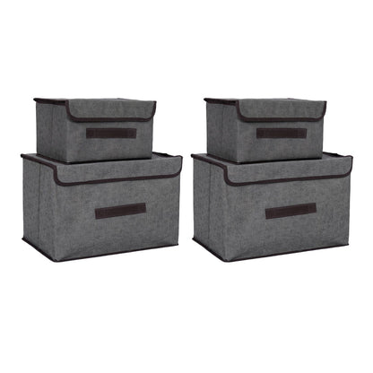 4 Pcs Non Woven Storage Box Case Dustproof Collapsible Two Large and Two Small for Household Home Grey V1294-YM0512-3117220250913