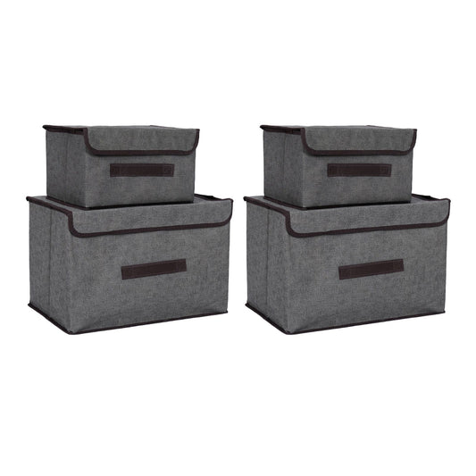 4 Pcs Non Woven Storage Box Case Dustproof Collapsible Two Large and Two Small for Household Home Grey V1294-YM0512-3117220250913