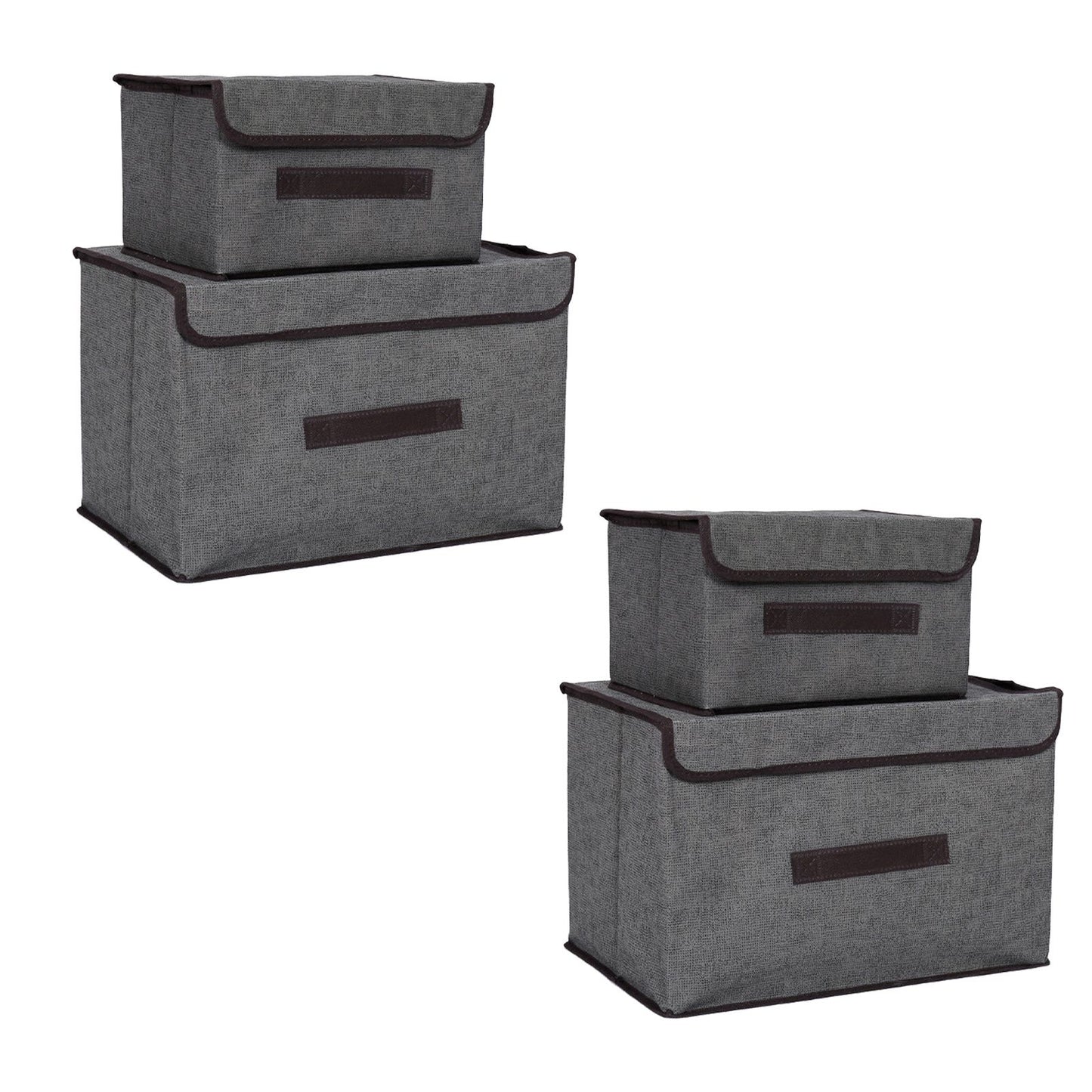 4 Pcs Non Woven Storage Box Case Dustproof Collapsible Two Large and Two Small for Household Home Grey V1294-YM0512-3117220250913
