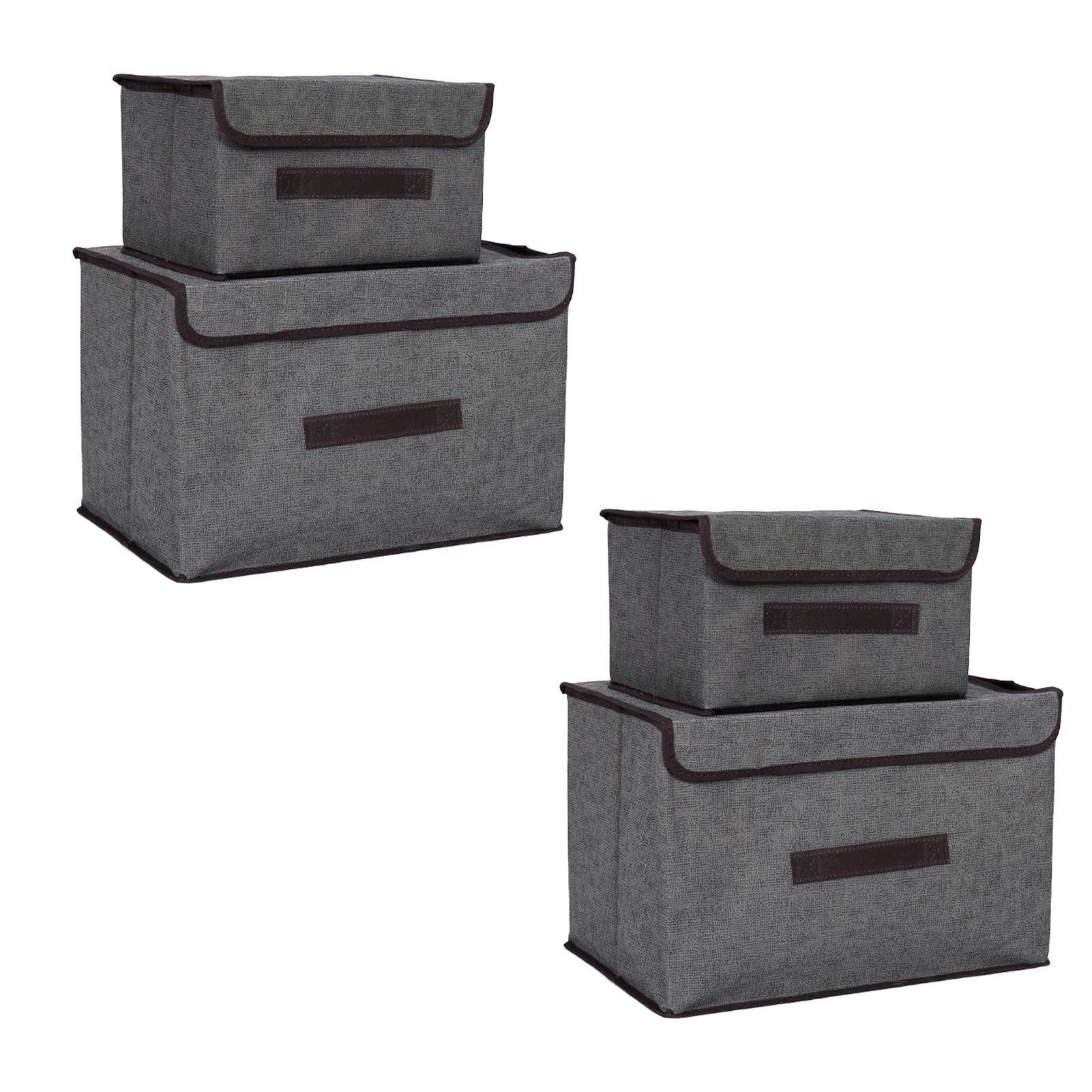 4 Pcs Non Woven Storage Box Case Dustproof Collapsible Two Large and Two Small for Household Home Grey V1294-YM0512-3117220250913