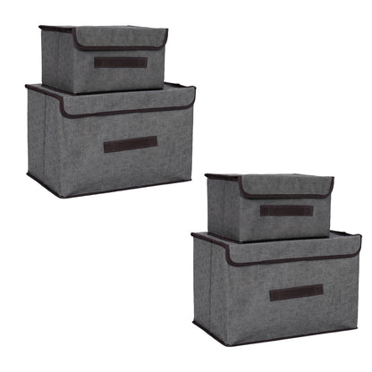 4 Pcs Non Woven Storage Box Case Dustproof Collapsible Two Large and Two Small for Household Home Grey V1294-YM0512-3117220250913