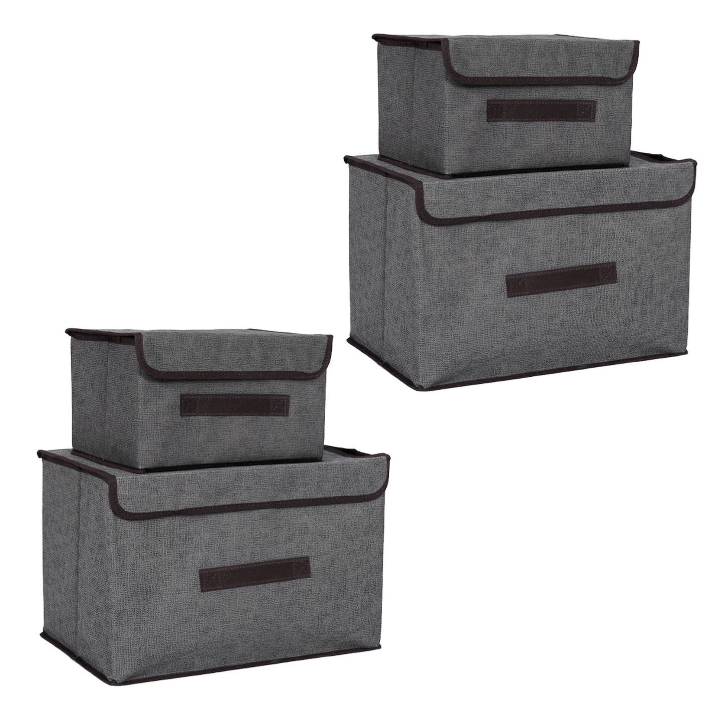 4 Pcs Non Woven Storage Box Case Dustproof Collapsible Two Large and Two Small for Household Home Grey V1294-YM0512-3117220250913