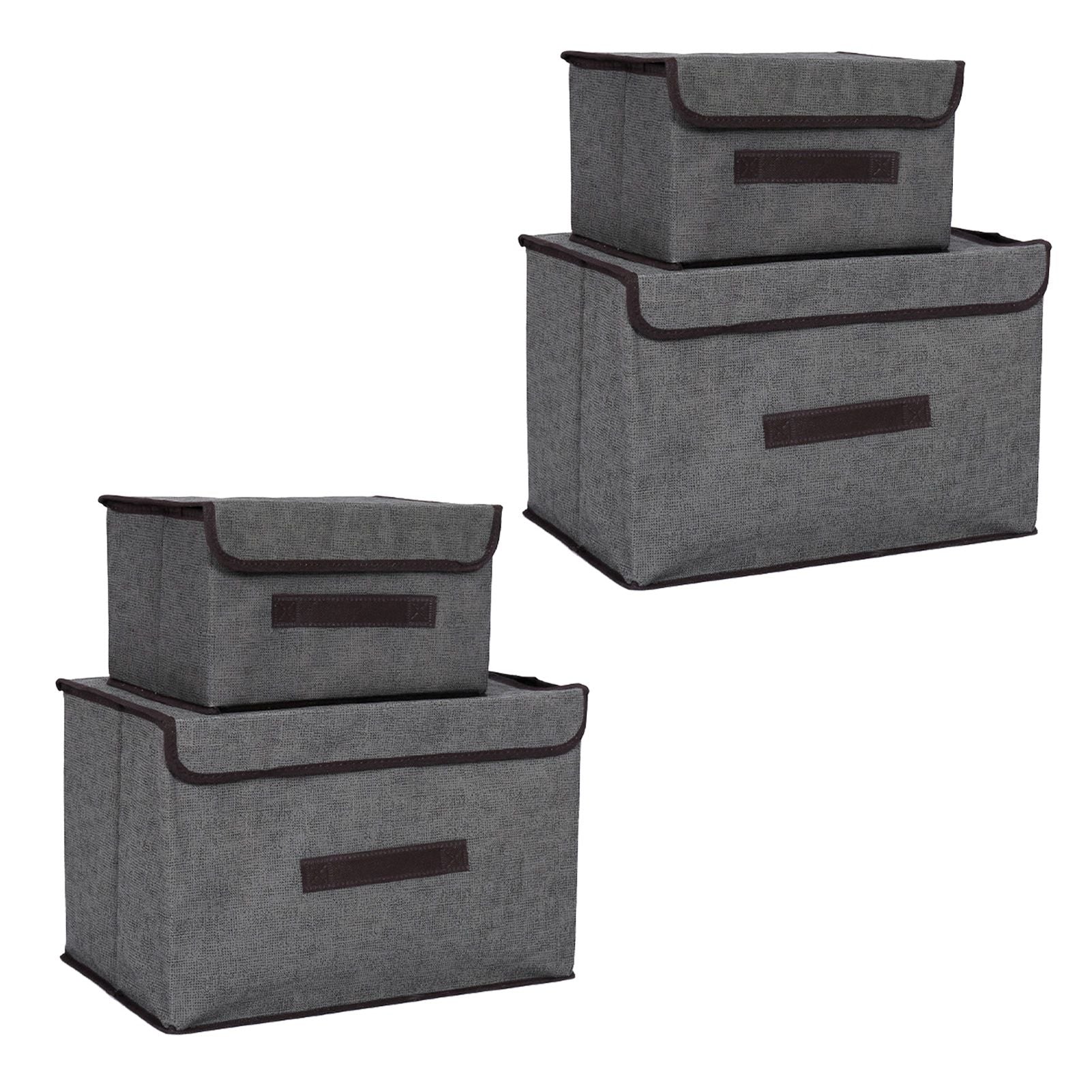 4 Pcs Non Woven Storage Box Case Dustproof Collapsible Two Large and Two Small for Household Home Grey V1294-YM0512-3117220250913