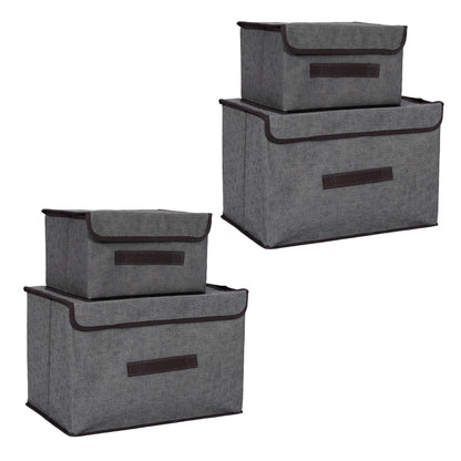 4 Pcs Non Woven Storage Box Case Dustproof Collapsible Two Large and Two Small for Household Home Grey V1294-YM0512-3117220250913