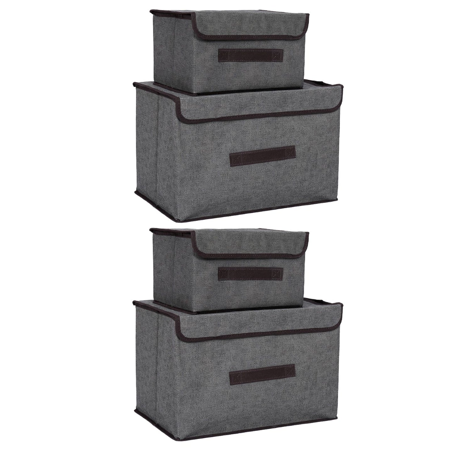 4 Pcs Non Woven Storage Box Case Dustproof Collapsible Two Large and Two Small for Household Home Grey V1294-YM0512-3117220250913