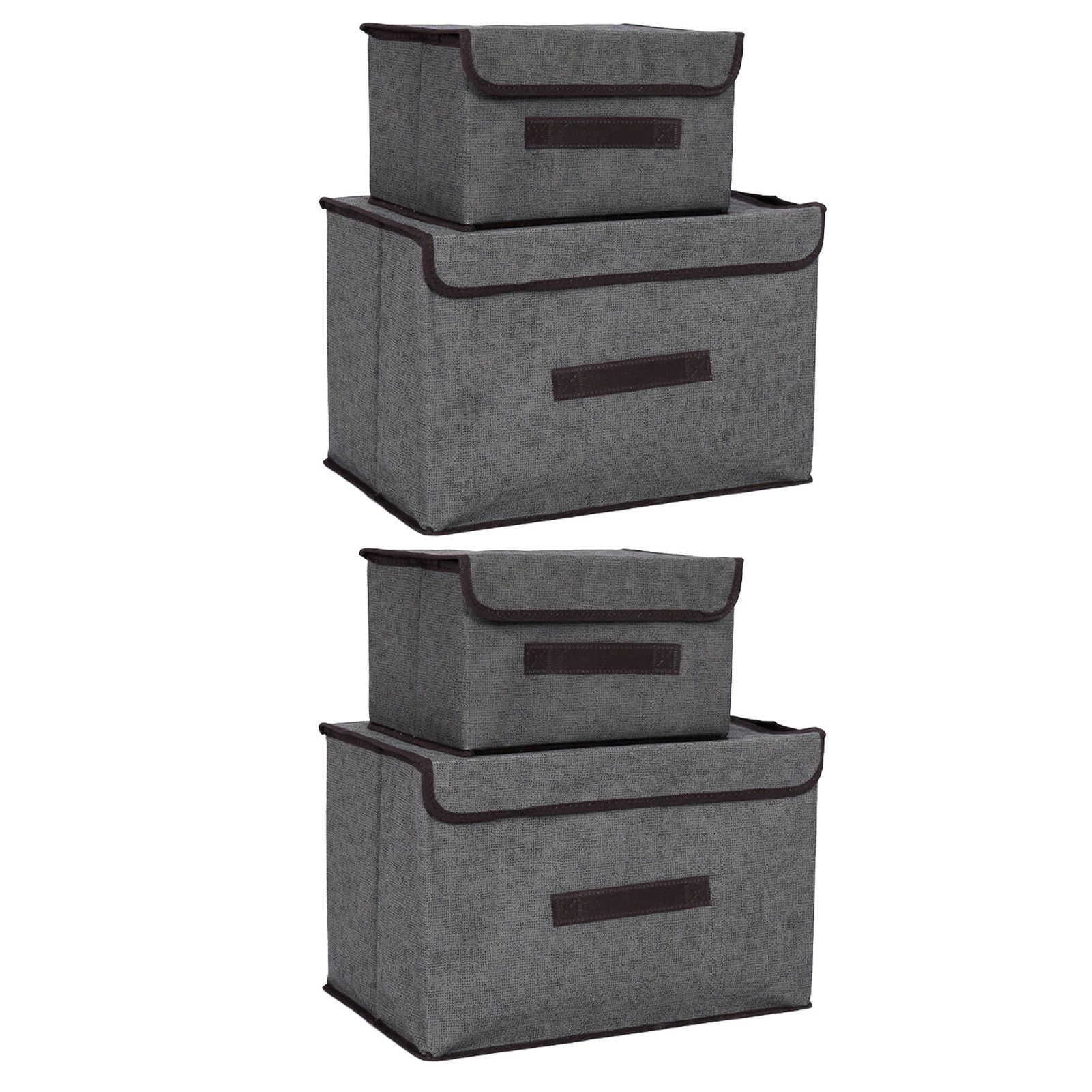 4 Pcs Non Woven Storage Box Case Dustproof Collapsible Two Large and Two Small for Household Home Grey V1294-YM0512-3117220250913