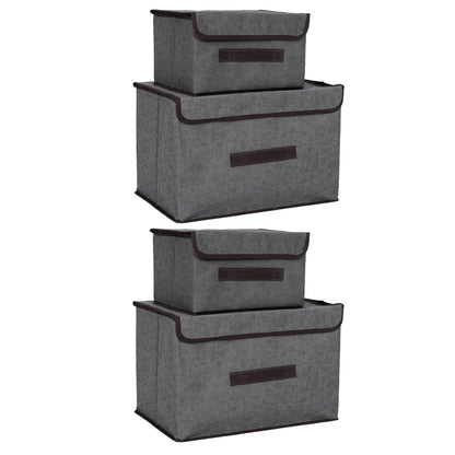 4 Pcs Non Woven Storage Box Case Dustproof Collapsible Two Large and Two Small for Household Home Grey V1294-YM0512-3117220250913