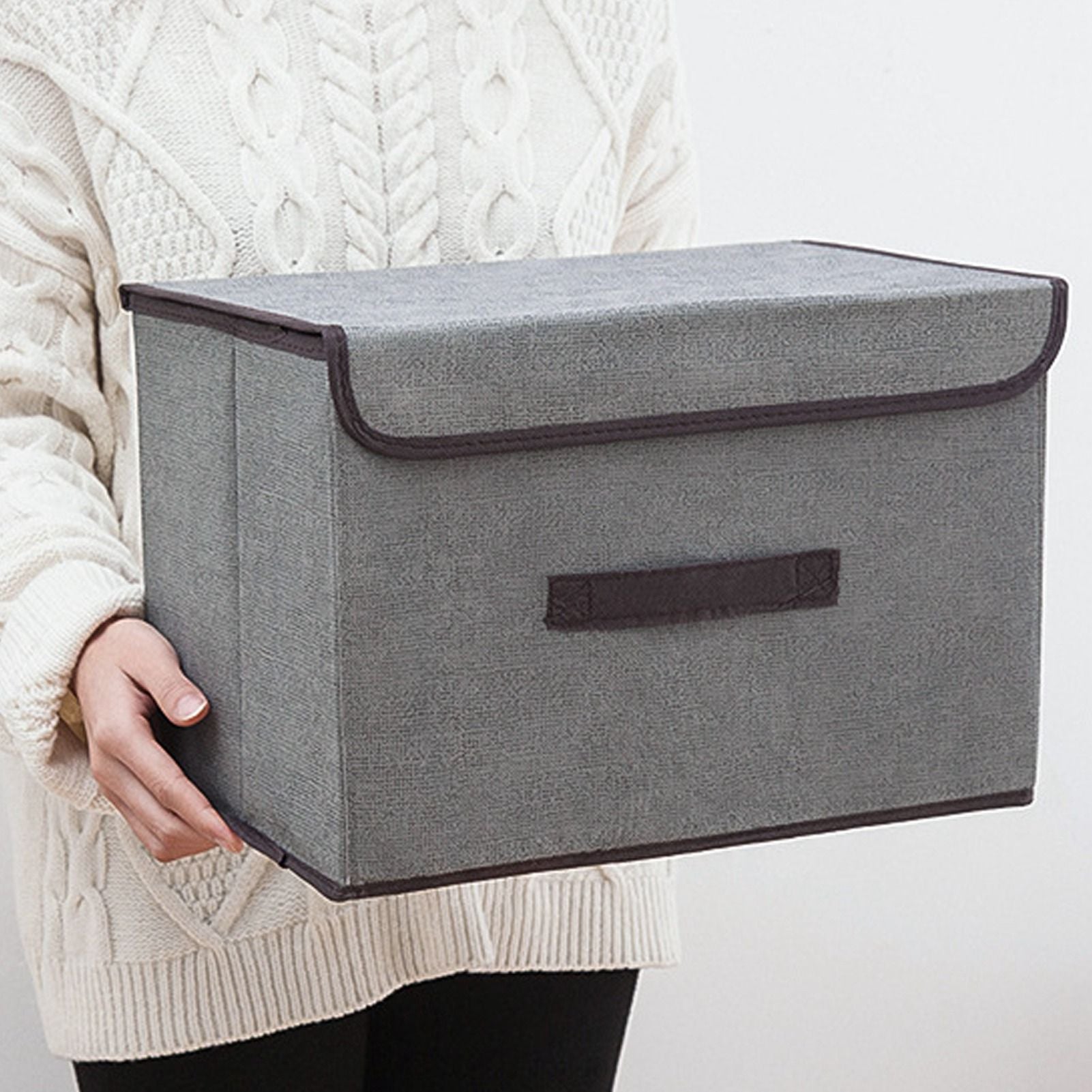 4 Pcs Non Woven Storage Box Case Dustproof Collapsible Two Large and Two Small for Household Home Grey V1294-YM0512-3117220250913