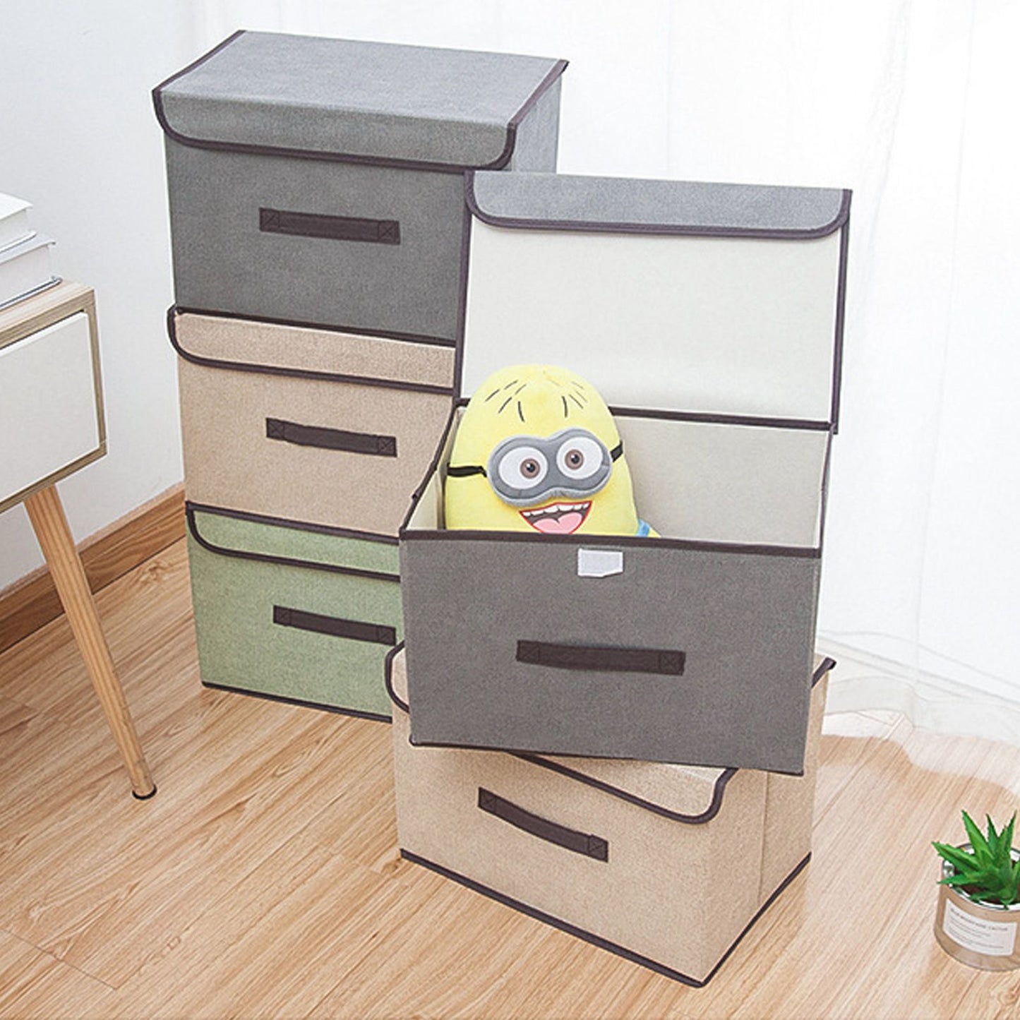 4 Pcs Non Woven Storage Box Case Dustproof Collapsible Two Large and Two Small for Household Home Grey V1294-YM0512-3117220250913