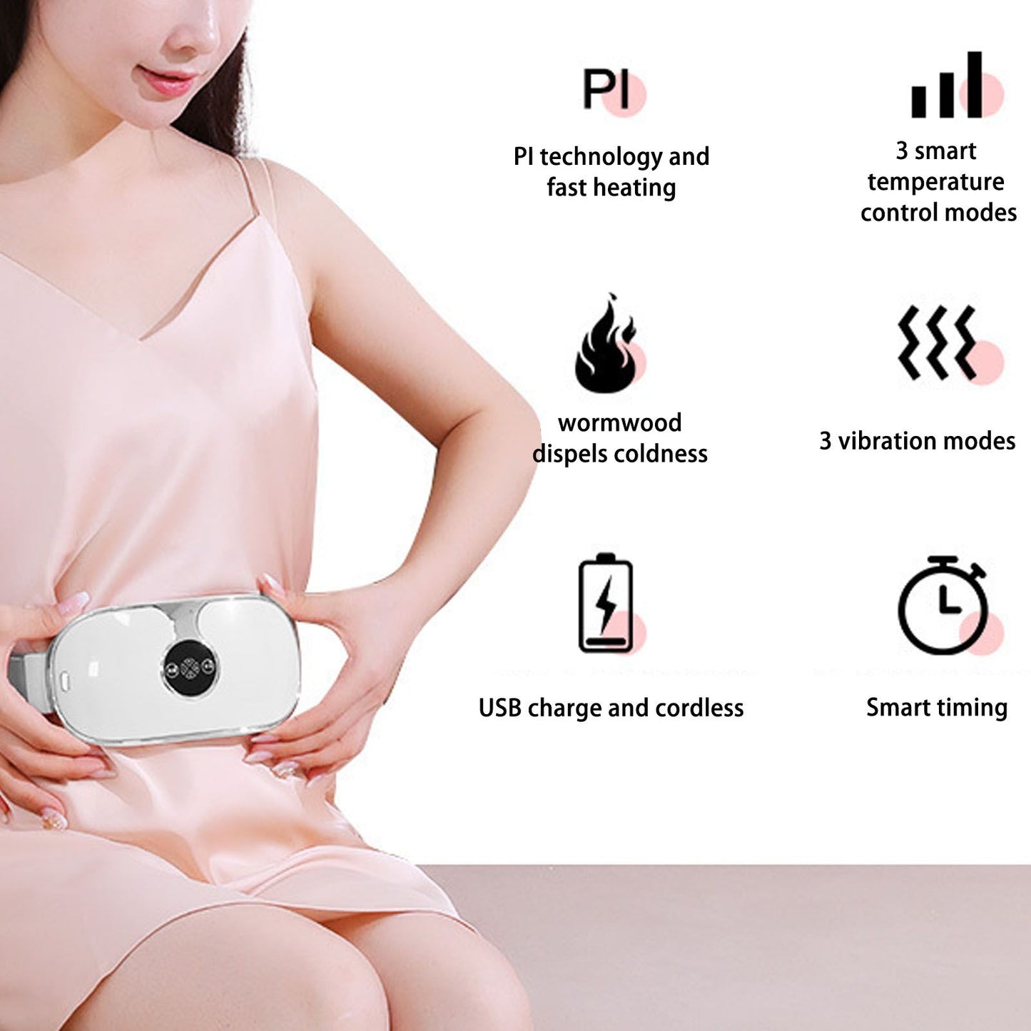 Menstrual Heating Pad Intelligent Charge 3 Temp Modes Vibration Massage Cordless Heating Pad for Women Belly V1294-YM0512-3117220251311