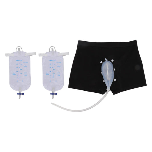 Men Urinal Collector Set Safe Hygienic Shorts Type Urine Funnel Pee Holder Collector for Elder Men Patient V1294-YM0512-3117220253411