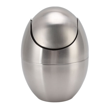 Desktop Trash Can Stainless Steel Egg Shape Mini Countertop Waste Bin with Swing Lid for Bathroom Bedroom V1294-YM0512-3117220254311