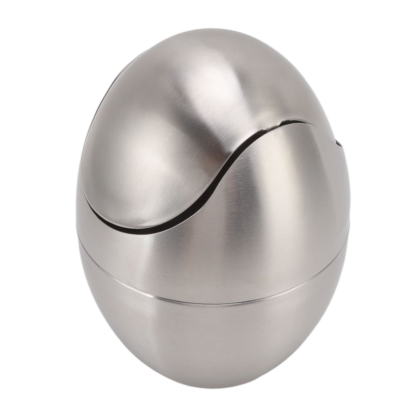 Desktop Trash Can Stainless Steel Egg Shape Mini Countertop Waste Bin with Swing Lid for Bathroom Bedroom V1294-YM0512-3117220254311
