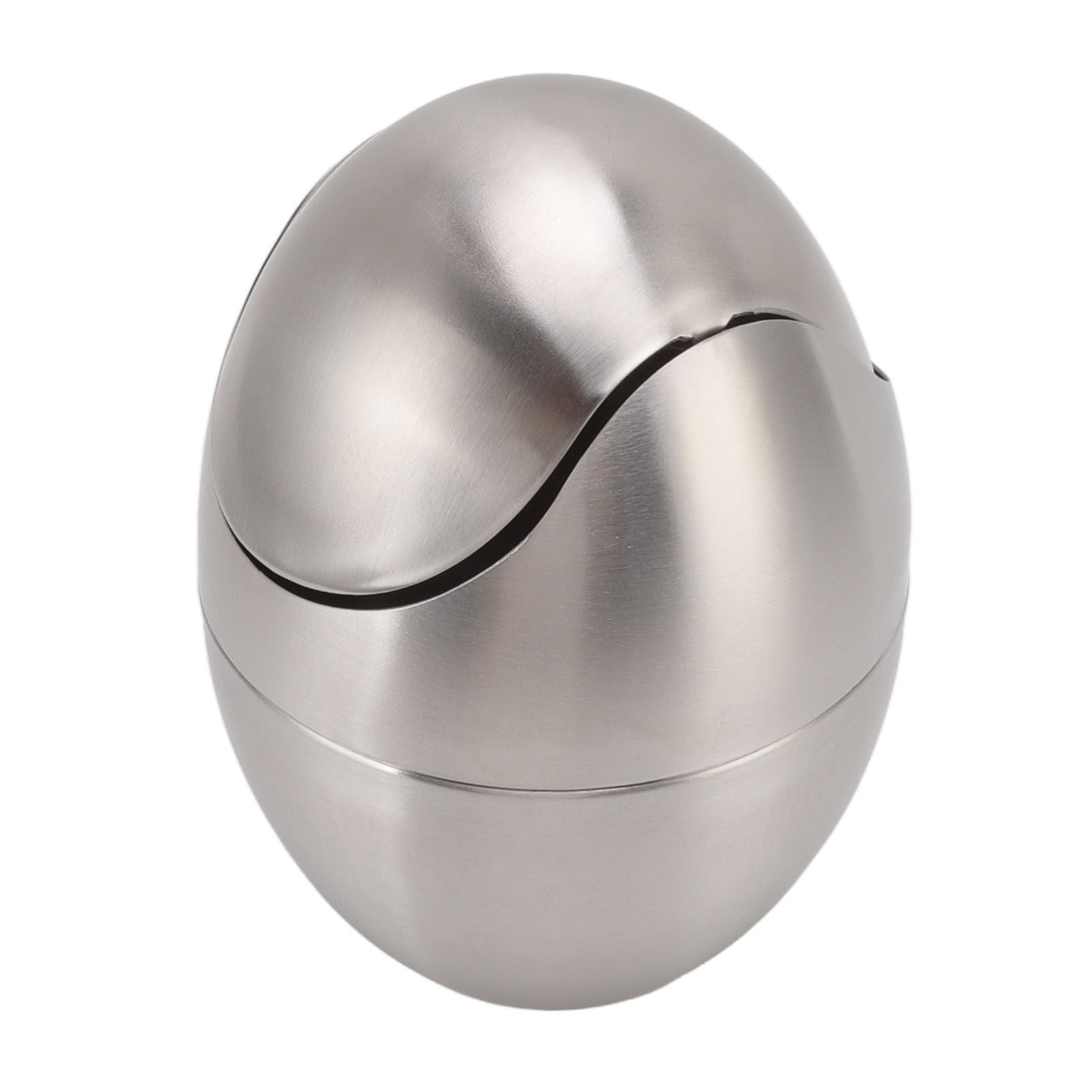 Desktop Trash Can Stainless Steel Egg Shape Mini Countertop Waste Bin with Swing Lid for Bathroom Bedroom V1294-YM0512-3117220254311