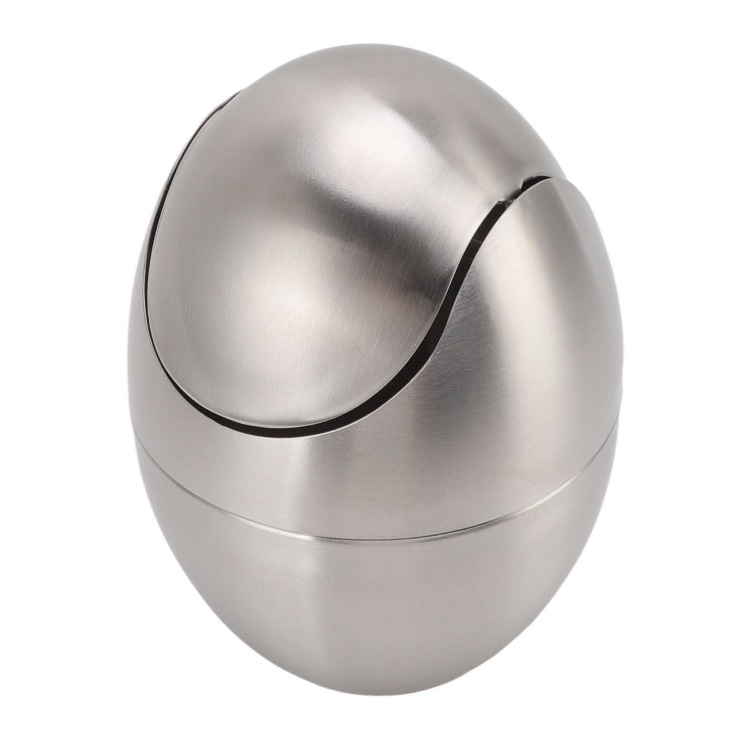 Desktop Trash Can Stainless Steel Egg Shape Mini Countertop Waste Bin with Swing Lid for Bathroom Bedroom V1294-YM0512-3117220254311